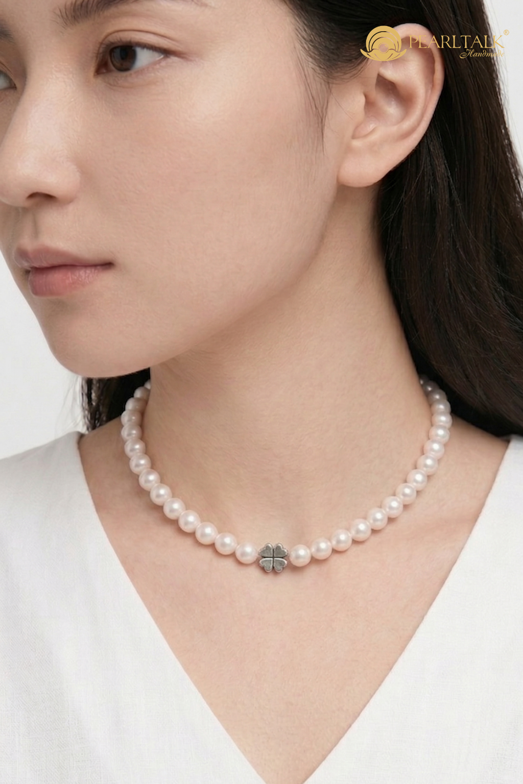 CHUỖI NGỌC TRAI CHOKER FOUR-LEAF CLOVER 6 - 6,5mm